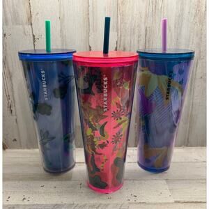 Lot of Starbucks Cold Cups Venti Tumblers Floral Blue Pink Purple